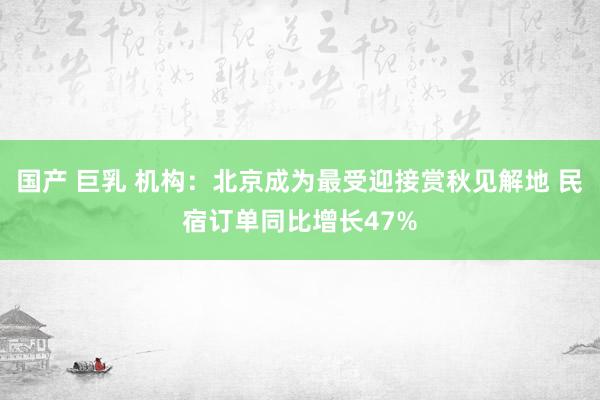 国产 巨乳 机构：北京成为最受迎接赏秋见解地 民宿订单同比增长47%