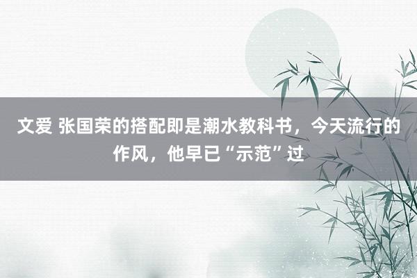 文爱 张国荣的搭配即是潮水教科书，今天流行的作风，他早已“示范”过