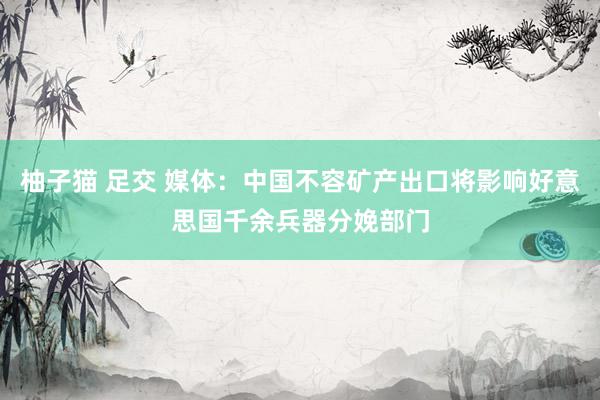 柚子猫 足交 媒体：中国不容矿产出口将影响好意思国千余兵器分娩部门