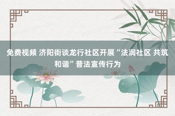 免费视频 济阳街谈龙行社区开展“法润社区 共筑和谐”普法宣传行为