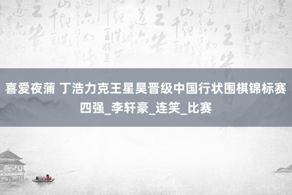 喜爱夜蒲 丁浩力克王星昊晋级中国行状围棋锦标赛四强_李轩豪_连笑_比赛