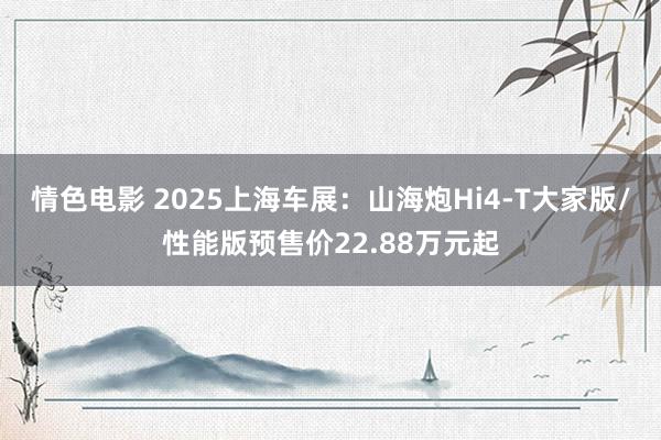 情色电影 2025上海车展：山海炮Hi4-T大家版/性能版预售价22.88万元起